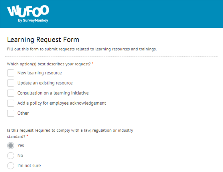 wufoo learning request form