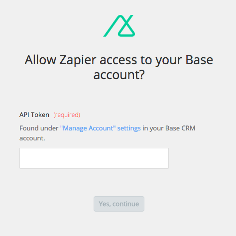 Zapier Base CRM account select